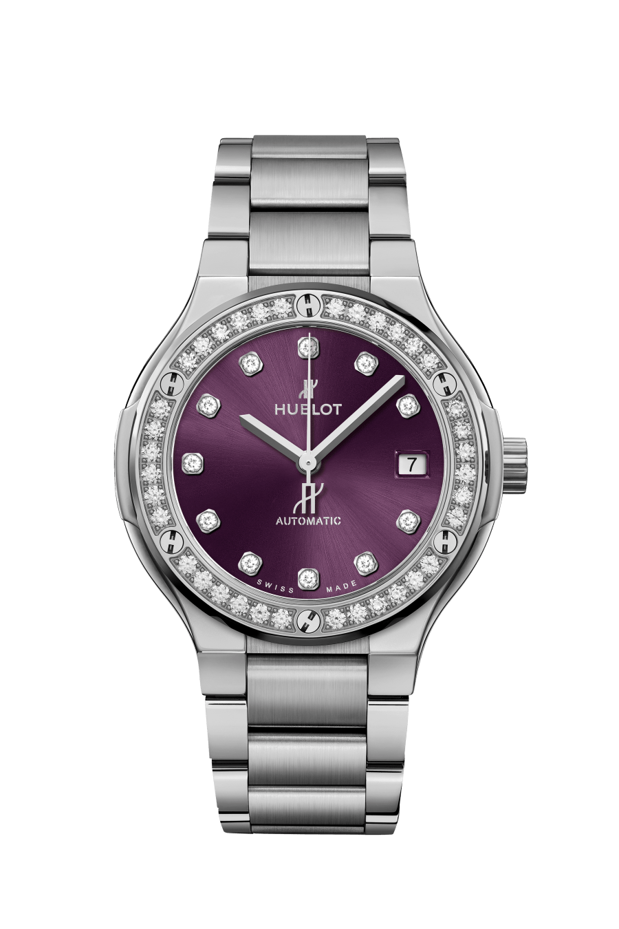 Titanium Purple Diamonds Bracelet 38MM