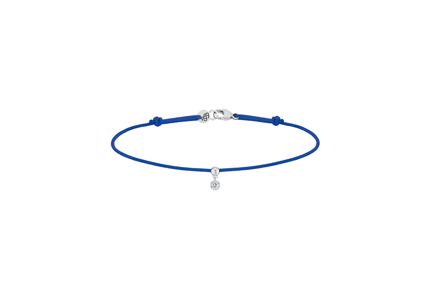 Bracelet BB, diamant GSI, 0,07 ct approx., cordon BLEU, or 18KT, 0,35gr. Collection BB Référence :  BC0001WGDIBU -1