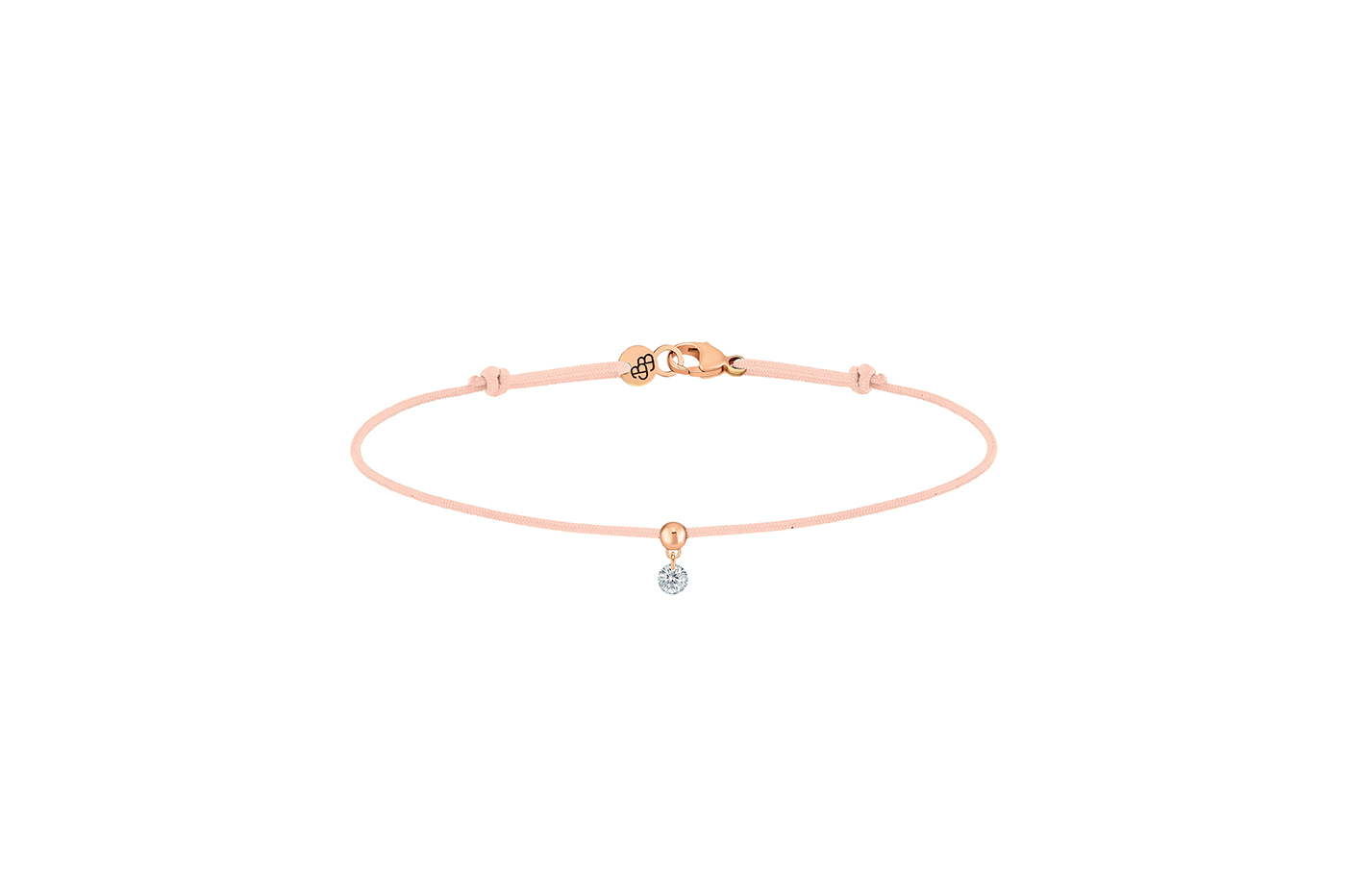 Bracelet BB, diamant GSI, 0,07 ct approx., cordon NUDE, or 18KT, 0,35gr. Collection BB Référence :  BC0001PGDINU -1