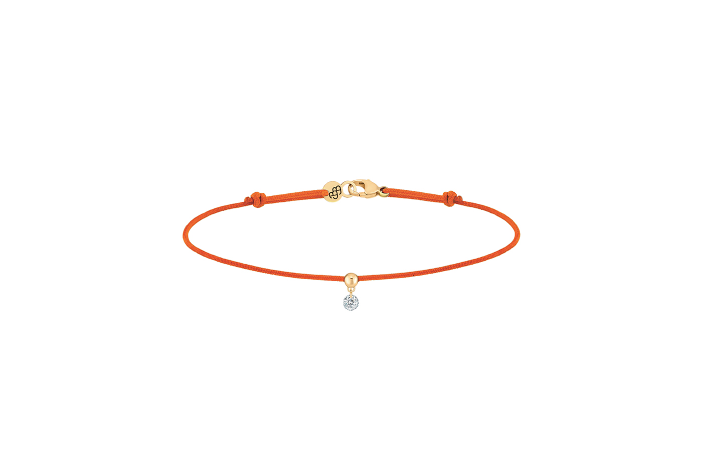 Bracelet BB, diamant GSI, 0,07 ct approx., cordon ORANGE,  or 18KT, 0,35gr.