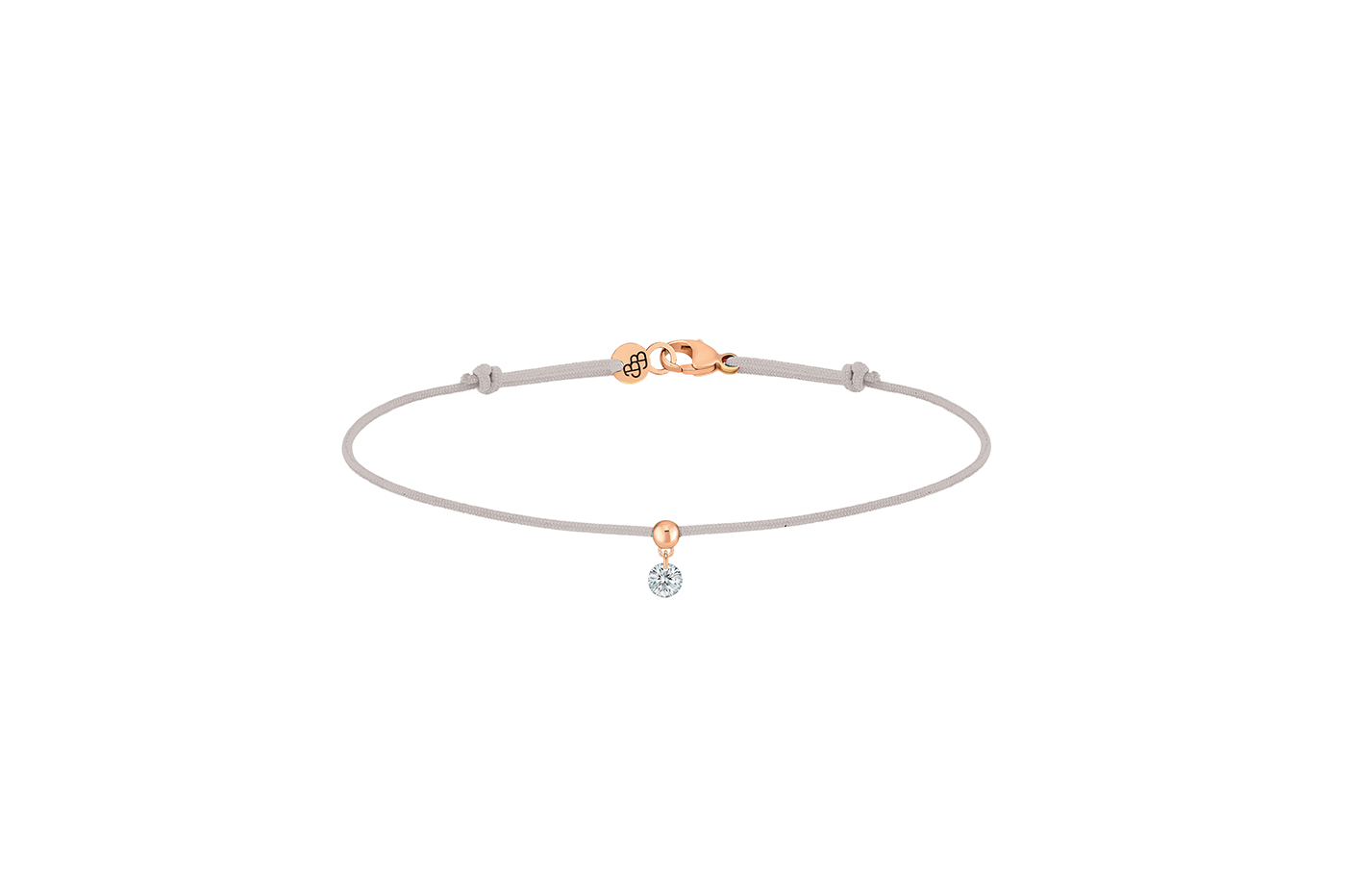 Bracelet BB, diamant GSI, 0,10 ct approx., cordon GRIS, or 18KT, 0,35gr. Collection BB Référence :  BC0002WGDIGY -1