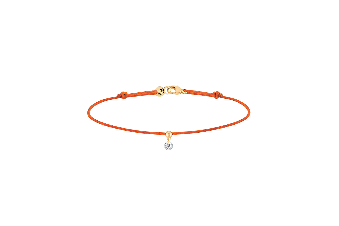 Bracelet BB, diamant GSI, 0,10 ct approx., cordon ORANGE,  or 18KT, 0,35gr. Collection BB Référence :  BC0002YGDIOR -1