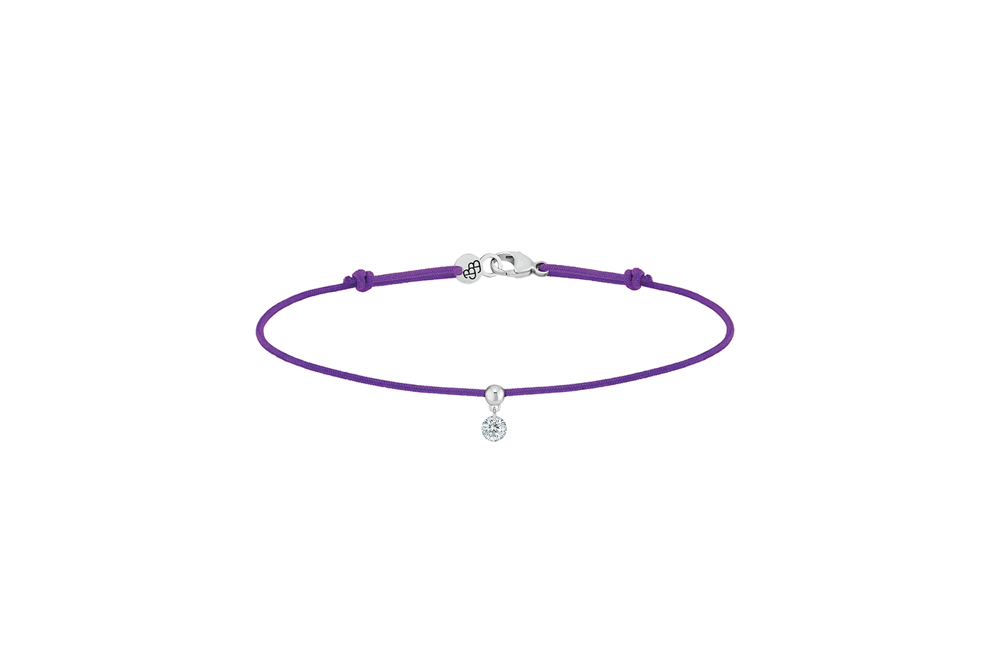 Bracelet BB, diamant GSI, 0,10 ct approx., cordon VIOLET, or 18KT, 0,35gr.