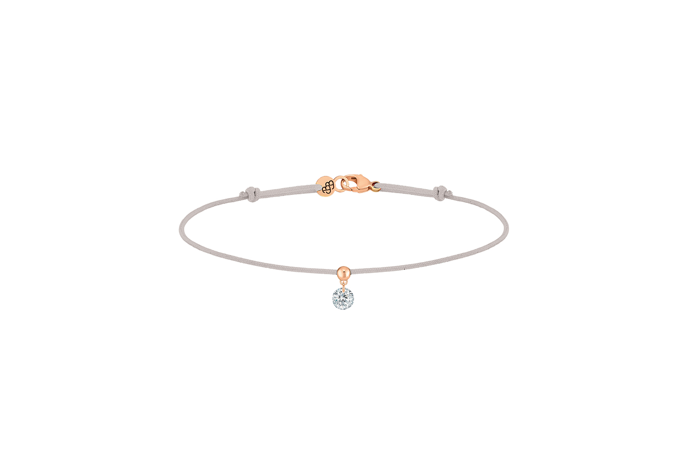 Bracelet BB, diamant GSI, 0,15 ct approx., cordon GRIS, or 18KT, 0,35gr. Collection BB Référence :  BC0003WGDIGY -1