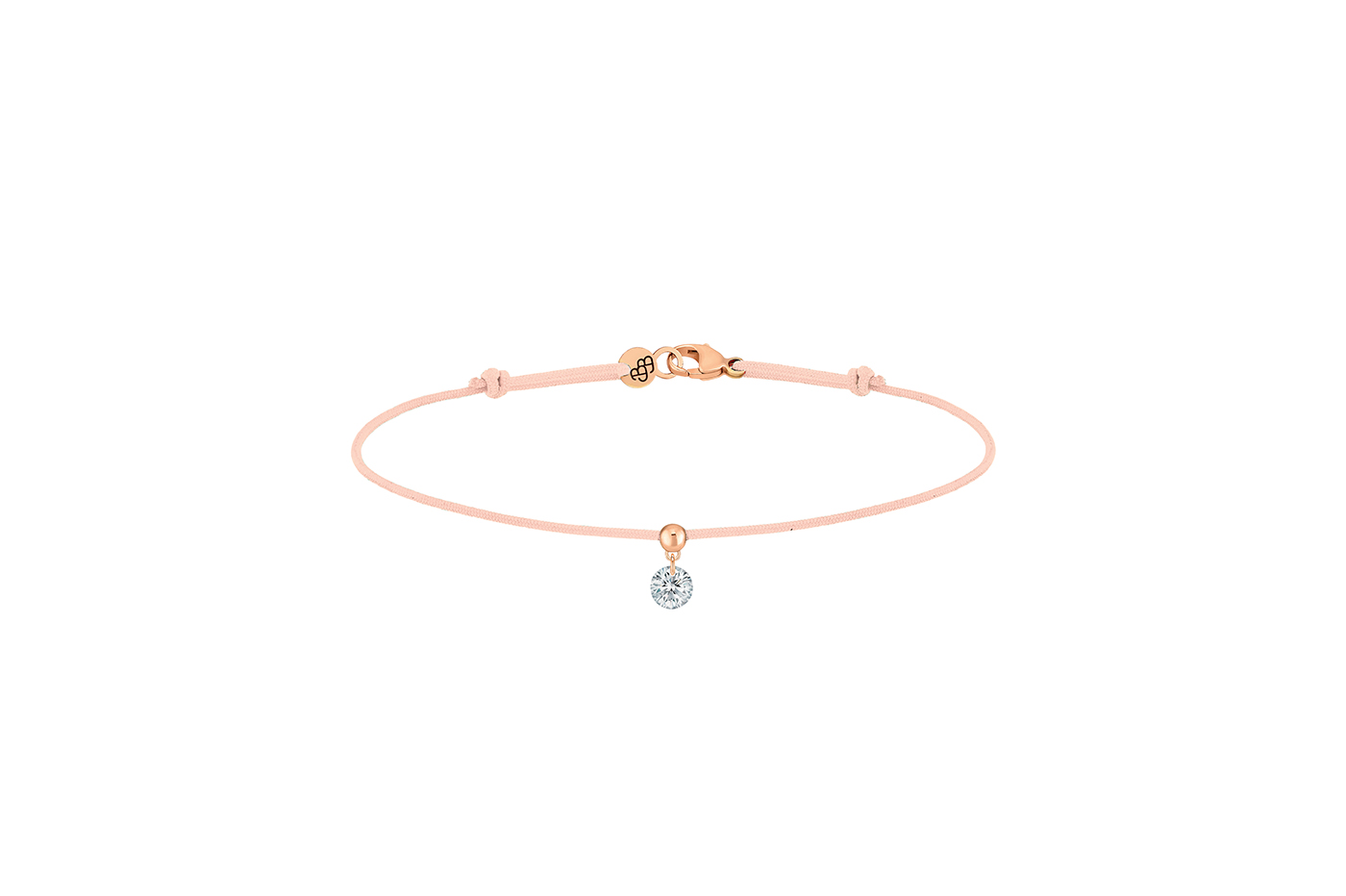 Bracelet BB, diamant GSI, 0,15 ct approx., cordon NUDE, or 18KT, 0,35gr. Collection BB Référence :  BC0003PGDINU -1