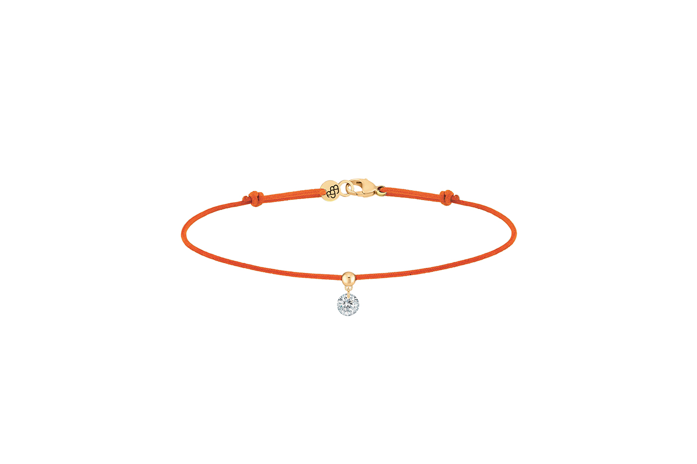 Bracelet BB, diamant GSI, 0,15 ct approx., cordon ORANGE,  or 18KT, 0,35gr. Collection BB Référence :  BC0003YGDIOR -1