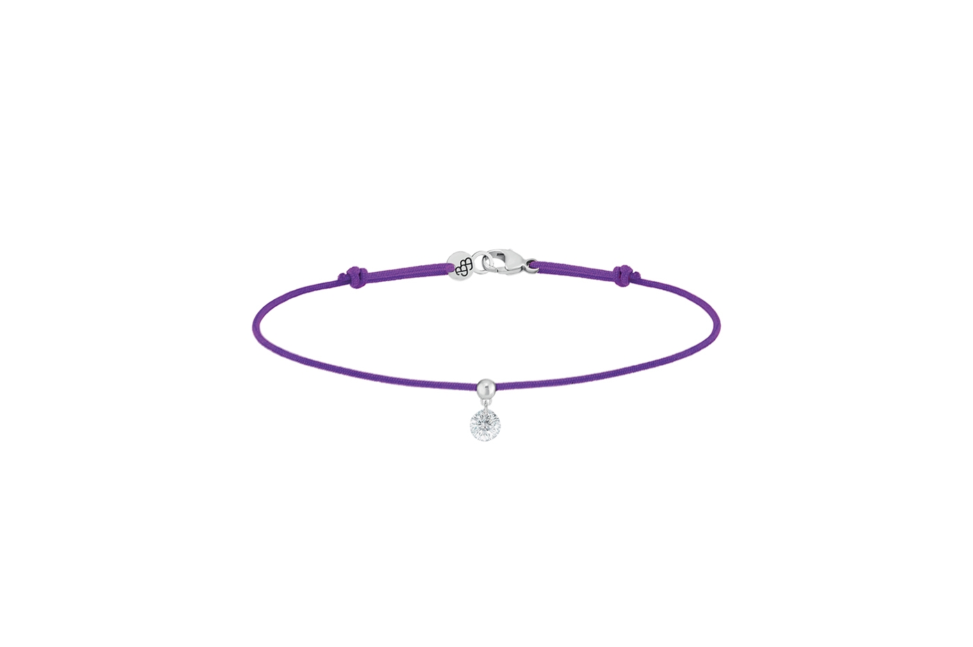 Bracelet BB, diamant GSI, 0,15 ct approx., cordon VIOLET, or 18KT, 0,35gr. Collection BB Référence :  BC0003WGDIPU -1