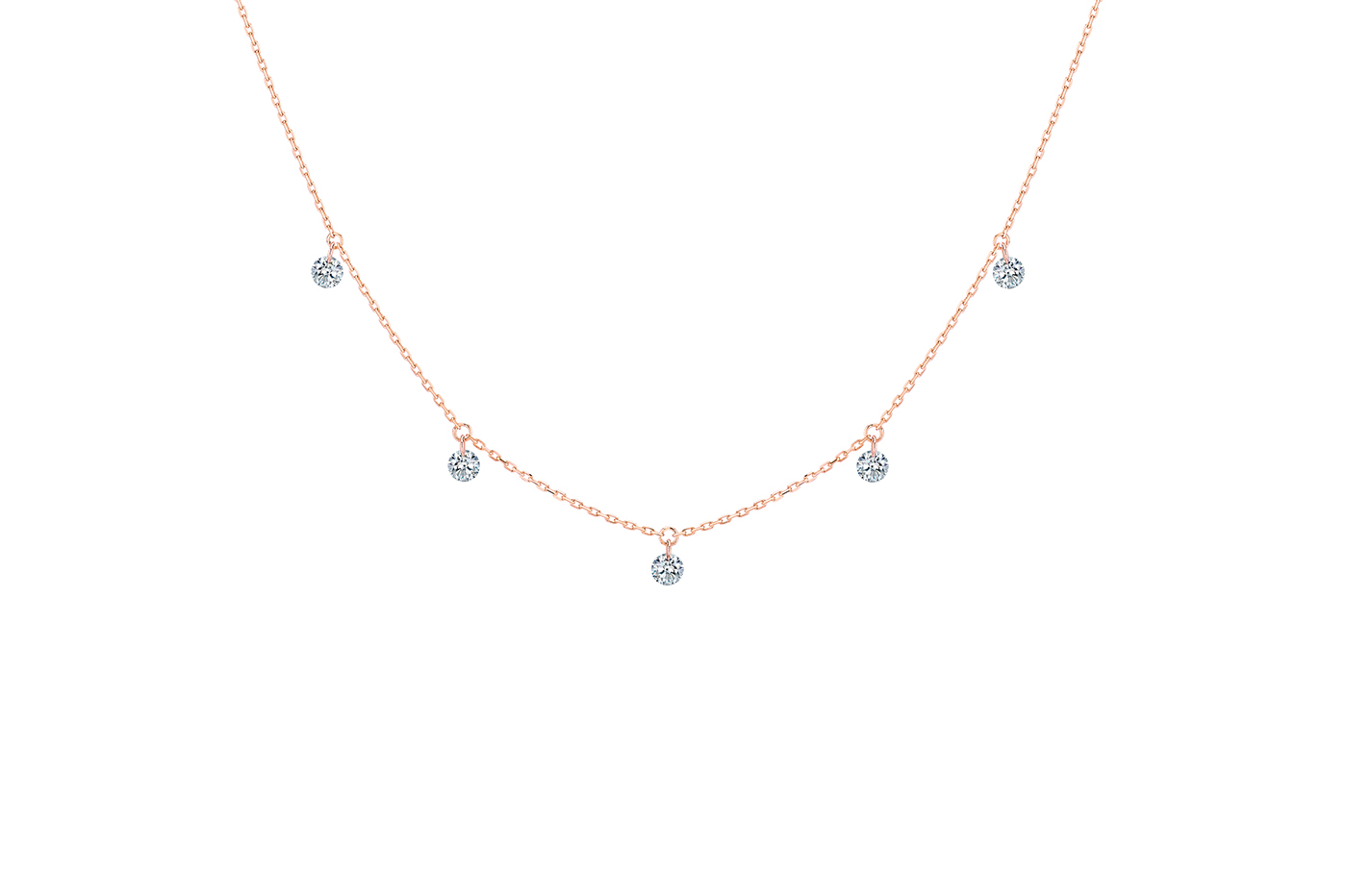 Collier 360° - 5 diamants, poids total 1 ct approx., or 18KT 1gr. 360° Référence :  CL0014YGDI -1