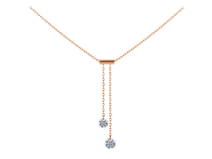 COLLIER CRAVATE 360°, 2 diamants brillants, 0,20 carat