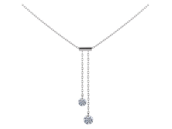 COLLIER CRAVATE 360°, 2 diamants brillants, 0,20 carat