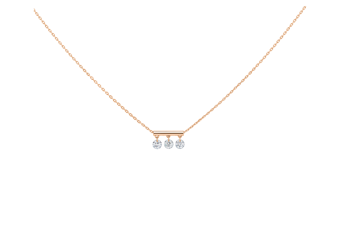 COLLIER PAMPILLES – 3 DIAMANTS, poids total  0,30 ct approx., or 18KT, 1,2 gr.