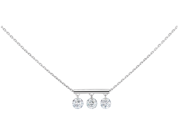 COLLIER Pampilles, 3 diamants brillants, 0,30 carat