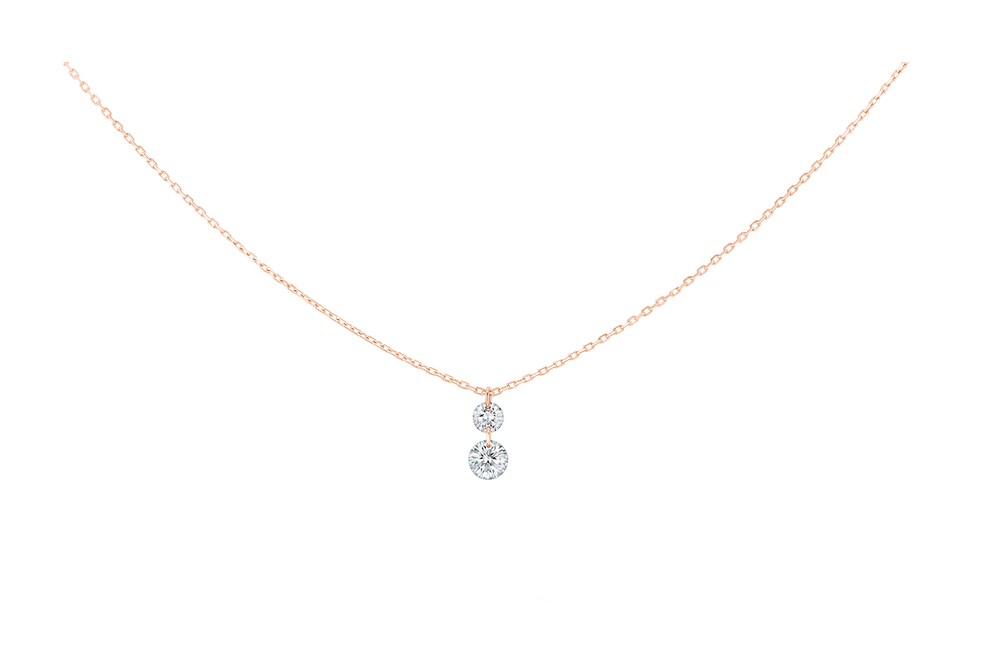 COLLIER DUO 360°, 2 diamants brillants, 0,20 carat