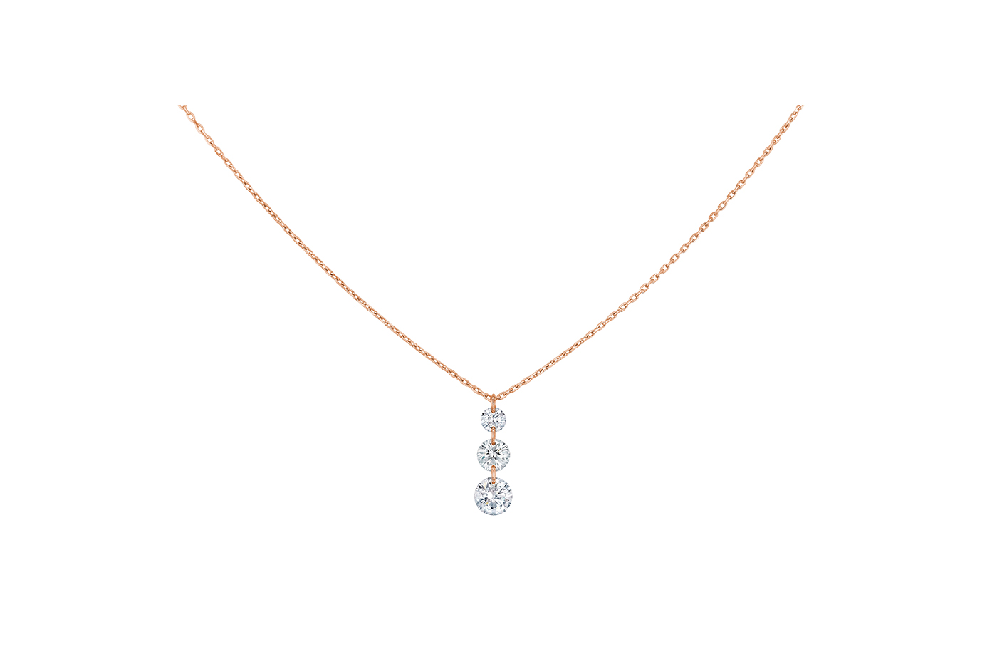 COLLIER TRIO 360°, 3 diamants brillants,  0,40 carat