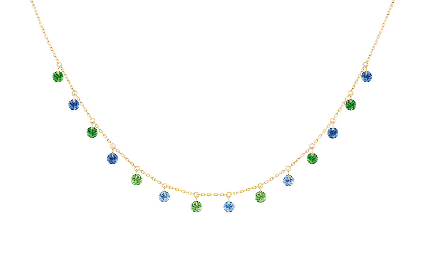 Collier CONFETTI RIO, 14 pierres, poids total 1,80 ct approx., or jaune 18KT, 1gr. Confetti Référence :  CL0043YGST -1