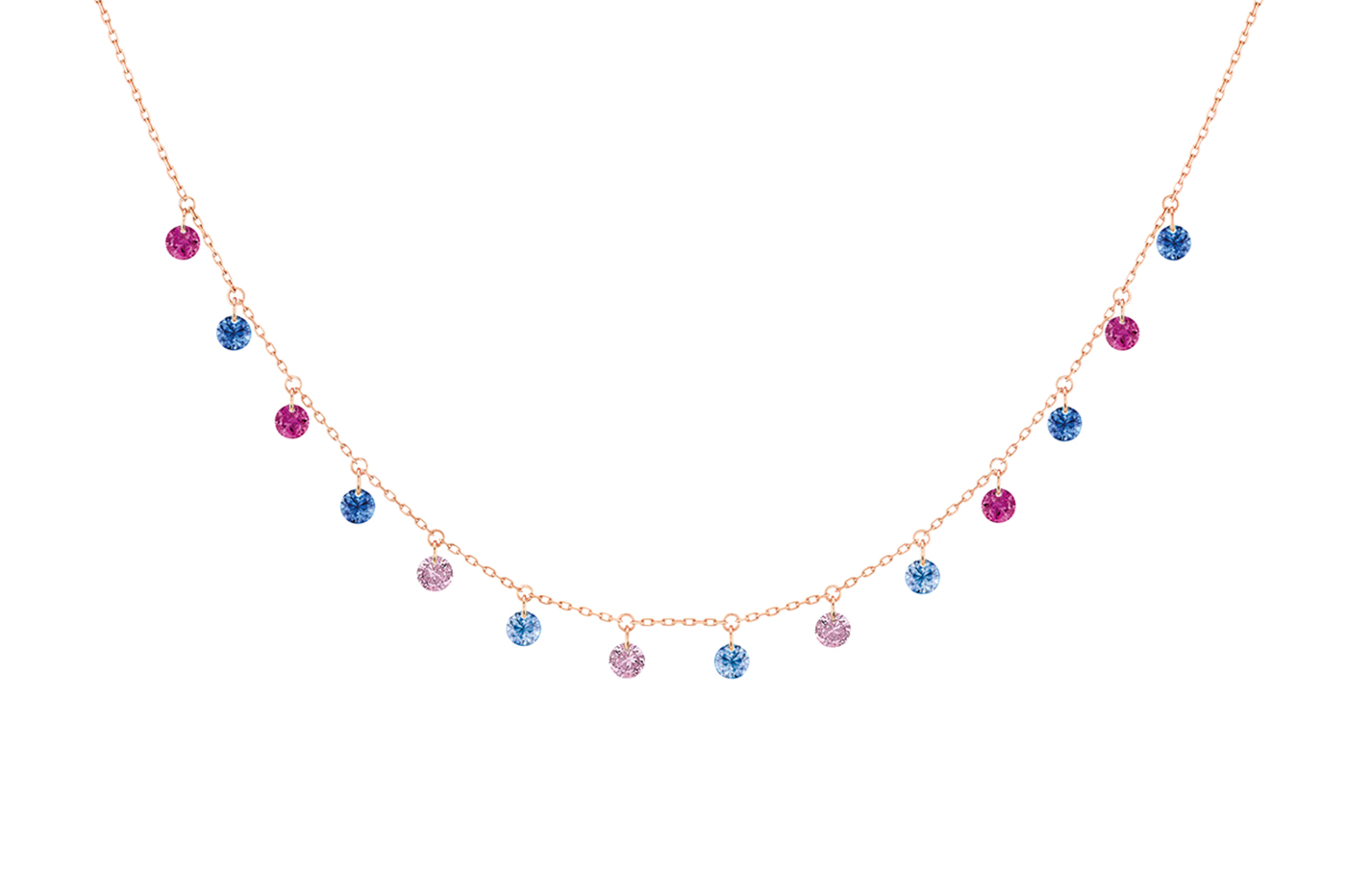 Collier CONFETTI VENISE, 14 pierres, poids total 1,80 ct approx., or rose 18KT, 1gr. Confetti Référence :  CL0043YGST -1