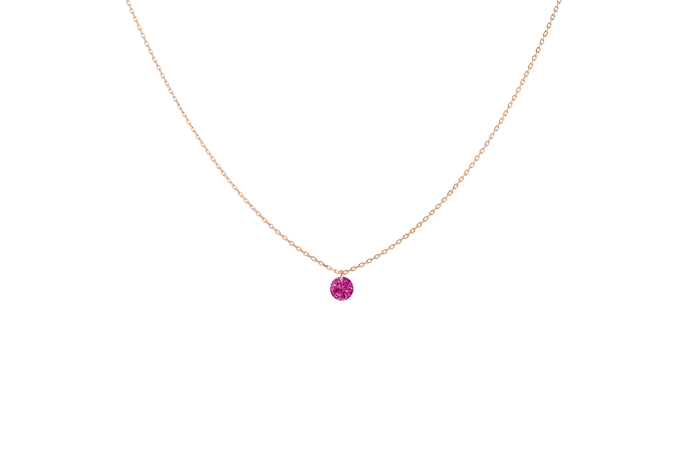 Collier CONFETTI, rubis, Rond 4mm, 0,30 ct approx., or rose 18KT, 1gr. Confetti Référence :  CL0052PGRU -1