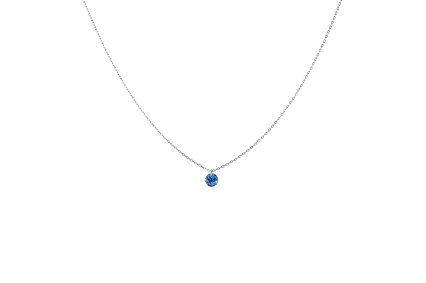 Collier CONFETTI, saphir bleu, Rond 4mm, 0,30 ct approx., or blanc 18KT, 1gr. Confetti Référence :  CL0053WGSA -1