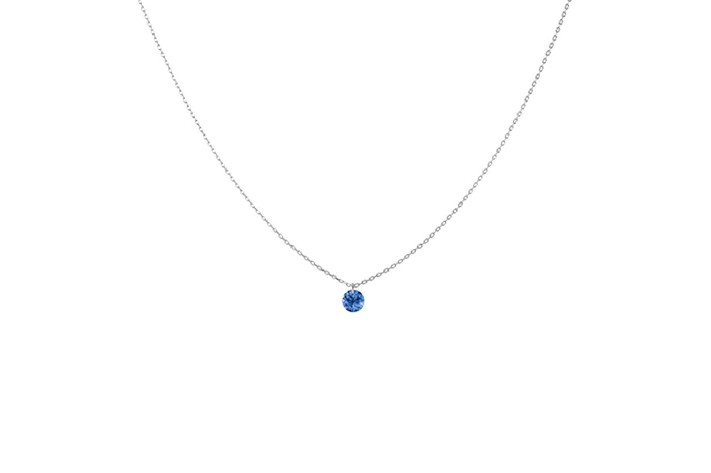 Collier CONFETTI, saphir bleu, Rond 4mm, 0,30 ct approx., or blanc 18KT, 1gr.