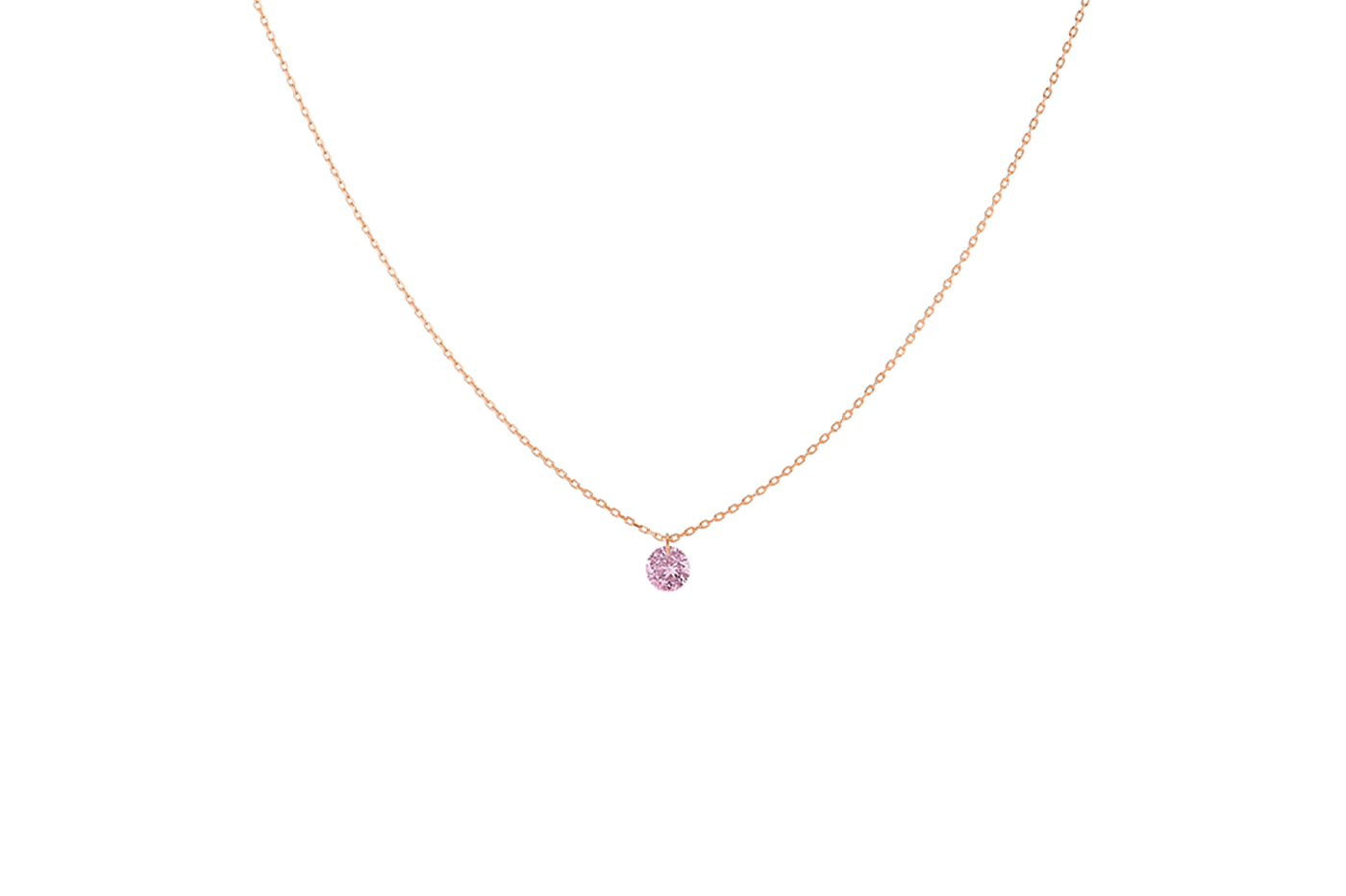 Collier CONFETTI, saphir rose, Rond 4mm, 0,30 ct approx.,  or rose 18KT, 1gr. Confetti Référence :  CL0055PGSA -1