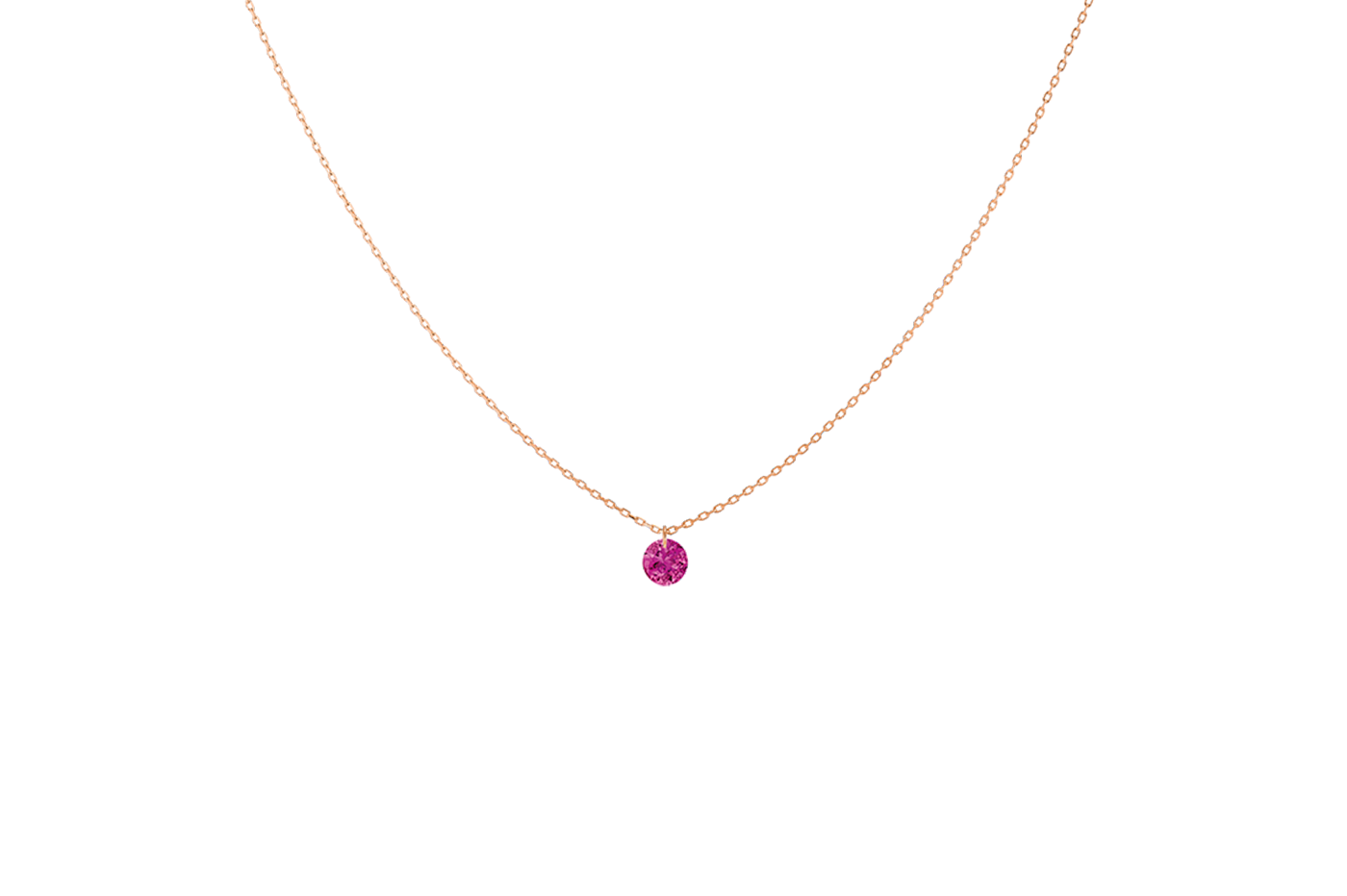 Collier CONFETTI, rubis, Rond 5mm, 0,50 ct approx., or rose 18KT, 1,4gr. Confetti Référence :  CL0056PGRU -1