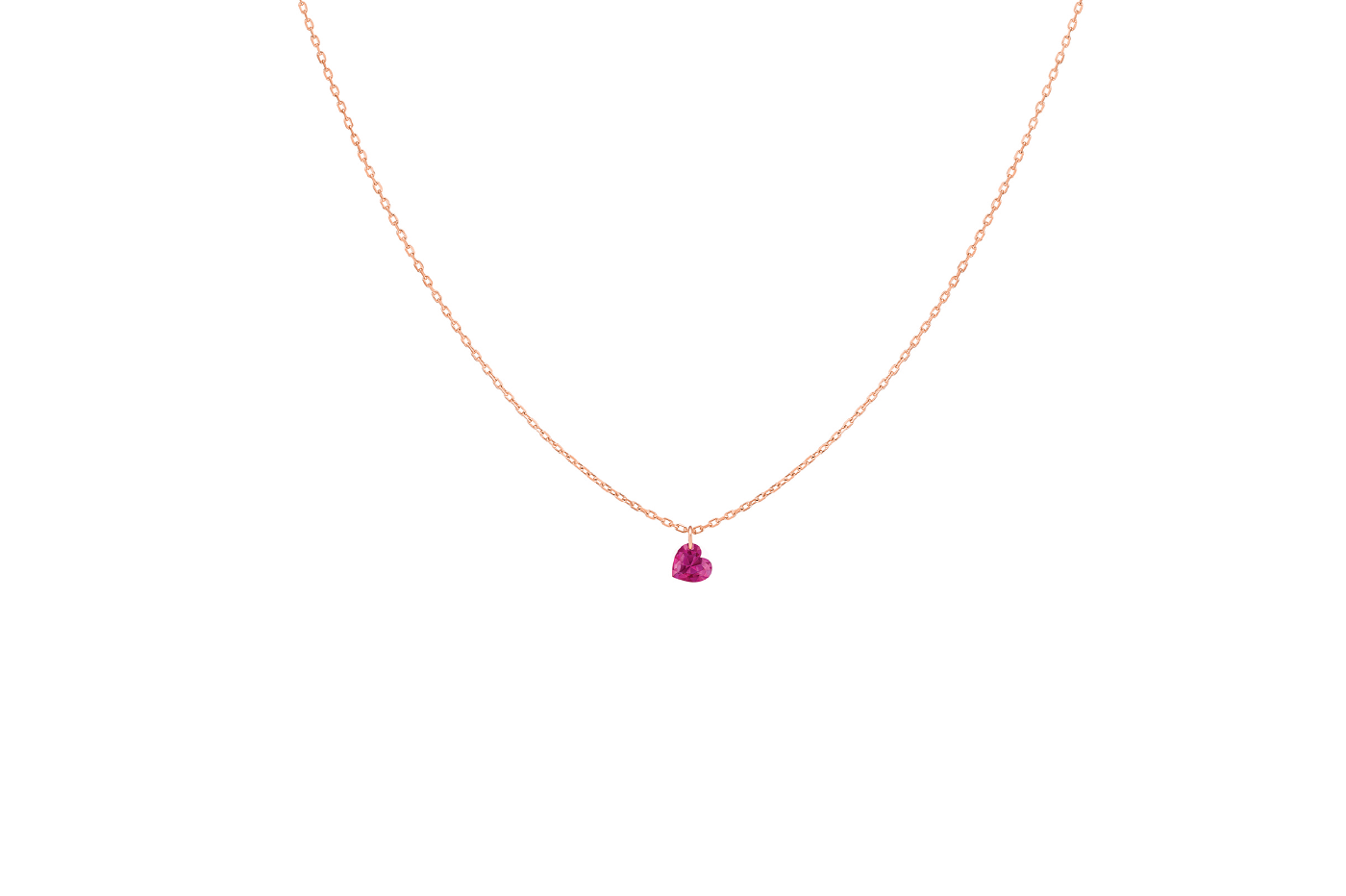 Collier CONFETTI, rubis cœur, 4mm, 0,30 ct approx., or rose 18KT, 1 gr.