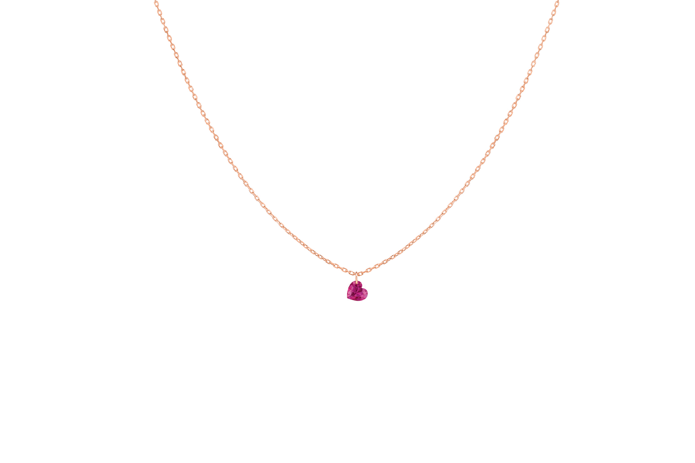 Collier CONFETTI, rubis cœur, 4mm, 0,30 ct approx., or rose 18KT, 1 gr. Confetti Référence :  CL0060PGRU -1