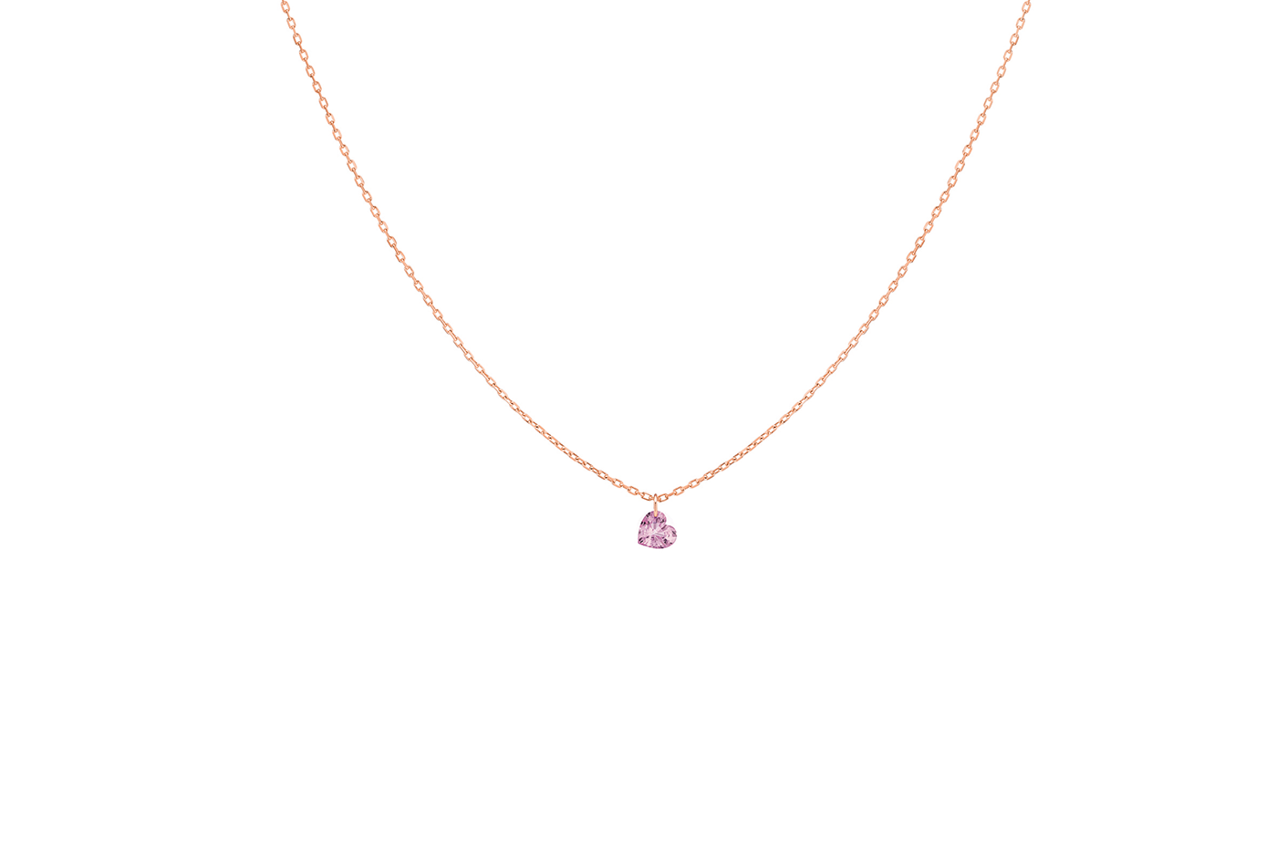 Collier CONFETTI, saphir rose cœur, 4mm, 0,30 ct approx., or rose 18KT, 1gr. Confetti Référence :  CL0061PGSA -1