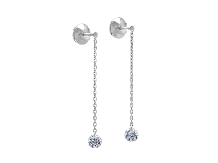 PENDANTS D'OREILLES 360°, 2 diamants brillants, 2 X 0,10 carat, 4,5 cm