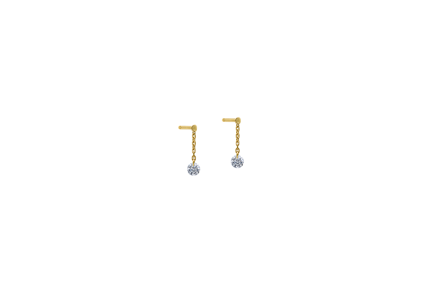 Mini Pendants d'Oreilles 360°, 2 diamants GSI, 2 x 0,07 ct approx., or 18KT, 0,8gr., 1cm 