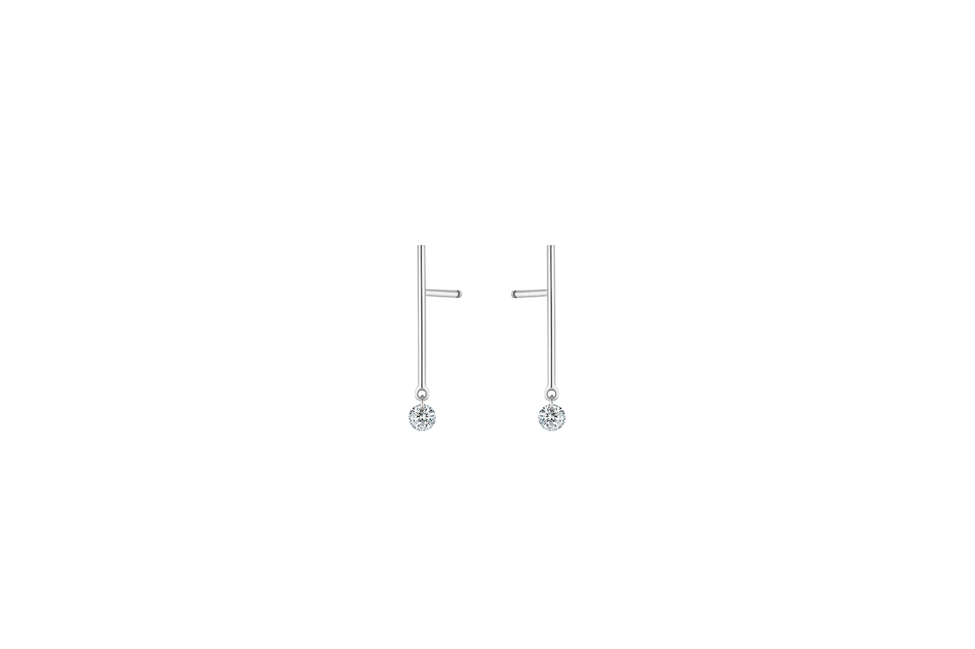 Mini Pendants d'Oreilles MAJORETTE,  2 diamants GSI, 2 x 0,07 ct approx., or 18KT,  1gr., 1,5cm 