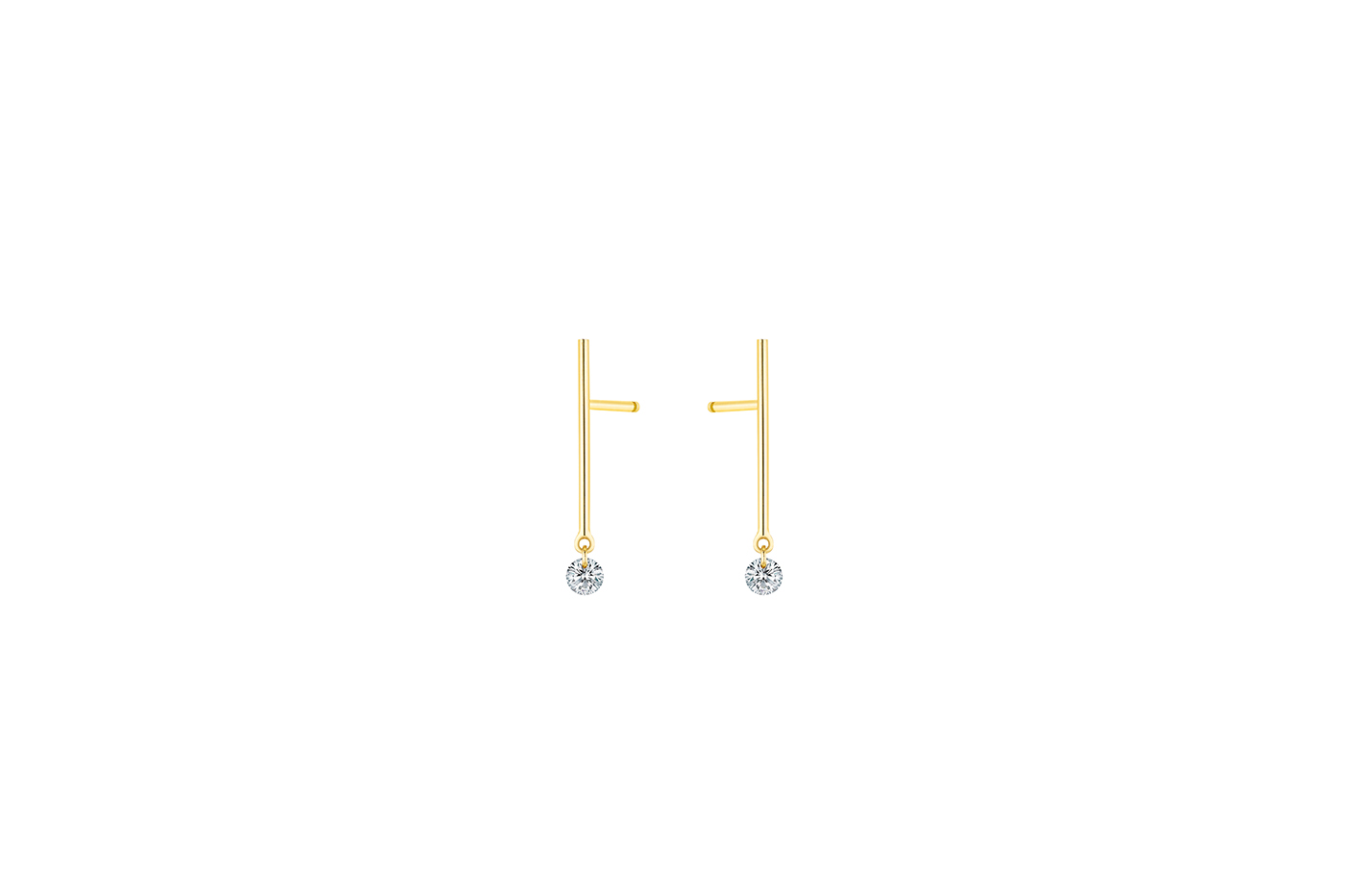 Mini Pendants d'Oreilles MAJORETTE,  2 diamants GSI, 2 x 0,07 ct approx., or 18KT,  1gr., 1,5cm  MAJORETTE Référence :  EA0030WGDI -2