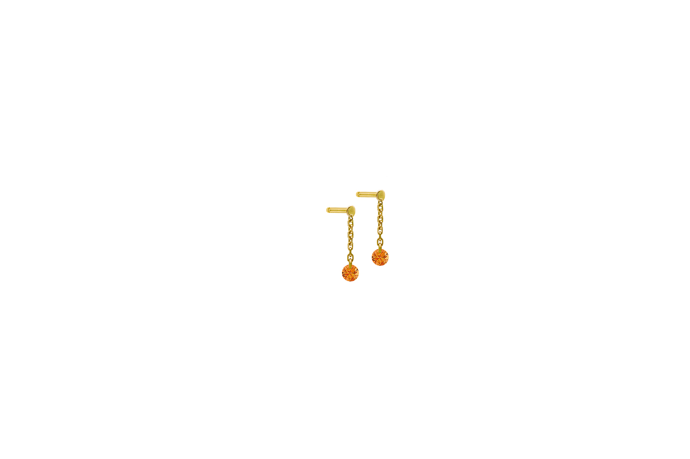 Mini Pendants d'Oreilles CONFETTI, 2 saphirs orange, poids total 0,30 ct approx., or jaune 18KT, 0,8gr., 1 cm  Référence :  EA0060YGSA -1