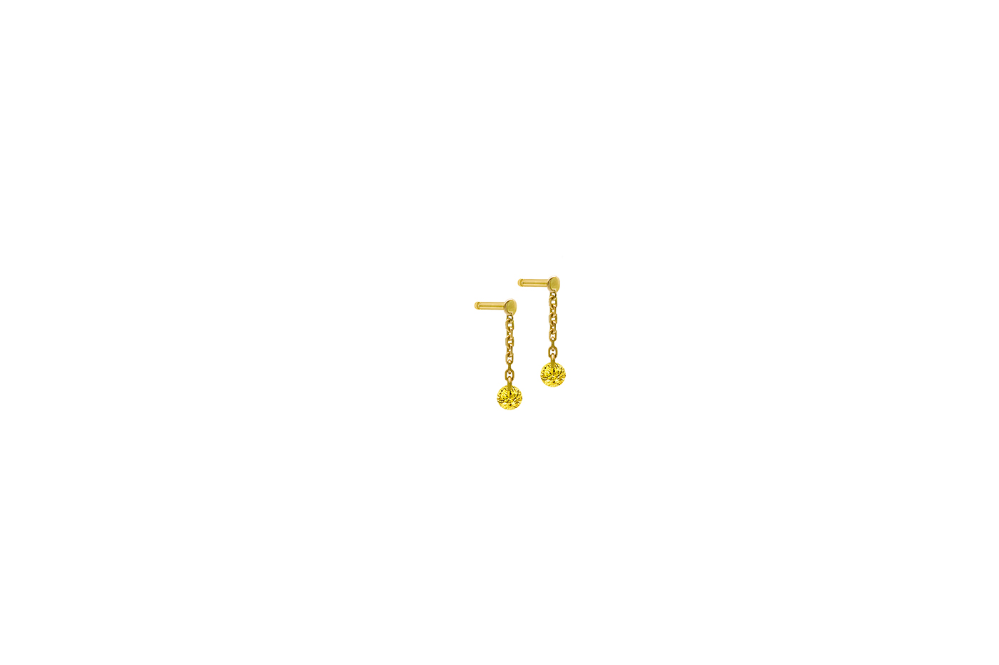 Mini Pendants d'Oreilles CONFETTI, 2  saphirs jaunes, poids  total 0,30 ct approx., or jaune 18KT, 0,8gr., 1 cm Confetti Référence :  EA0061YGSA -1
