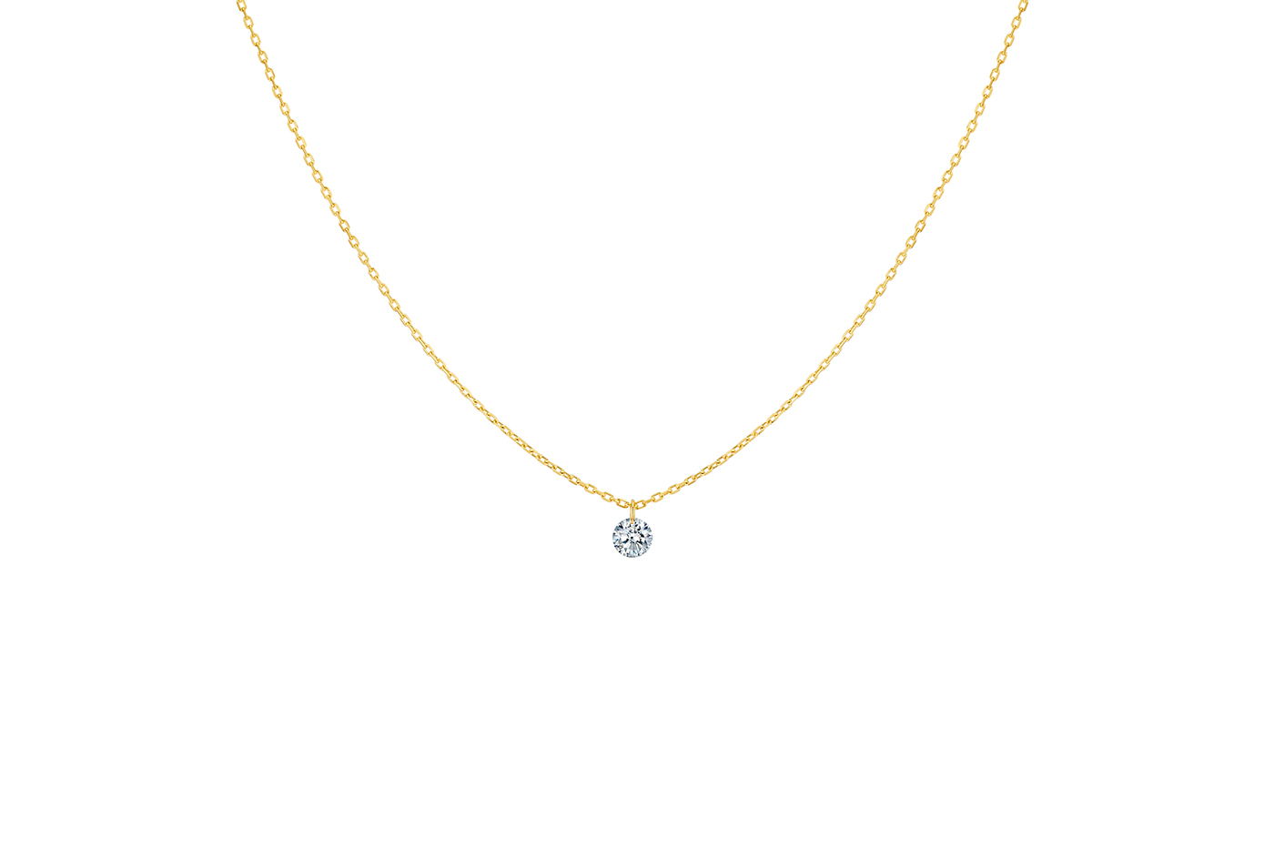 COLLIER 360° – DIAMANT SOLITAIRE, 0,10 ct approx., or 18KT, 1gr.