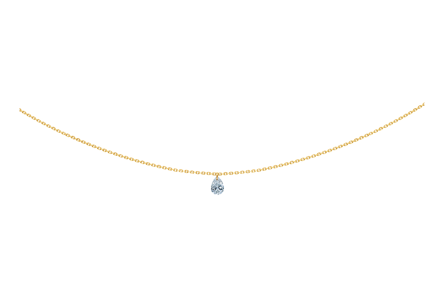 COLLIER 360° - DIAMANT TAILLE POIRE, 0,25 ct approx., or 18KT, 1gr. 360° Référence :  PE0005YGDI -1