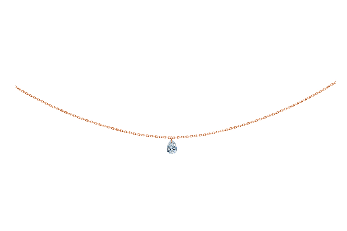 COLLIER 360° - DIAMANT TAILLE POIRE, 0,25 ct approx., or 18KT, 1gr. 360° Référence :  PE0005YGDI -3