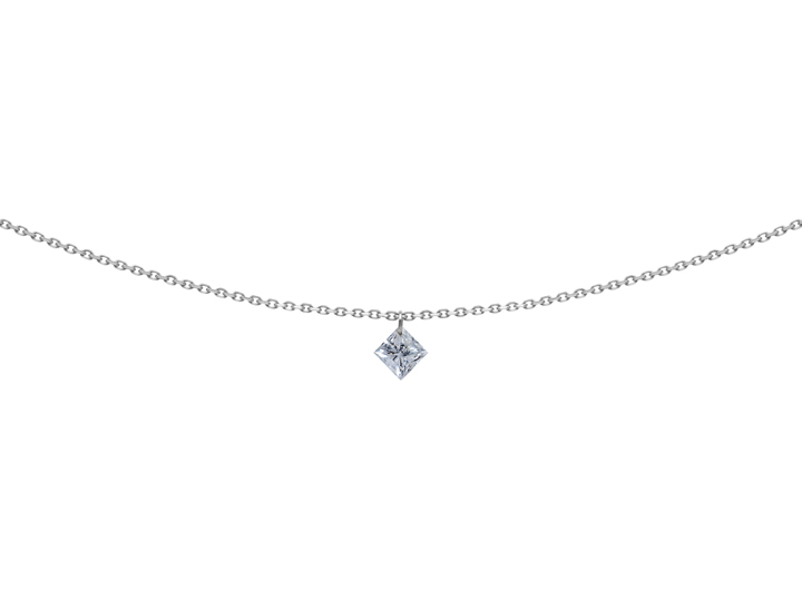 COLLIER 360°, diamant princesse 0,20 carat 360° Référence :  PE0008WGDI -1
