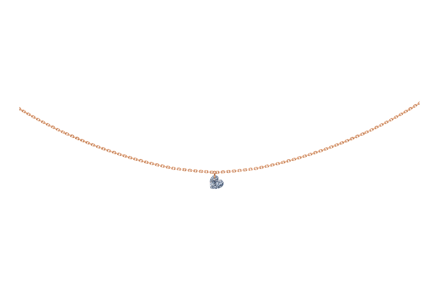 COLLIER 360° – DIAMANT TAILLE COEUR, 0,15 ct approx., or 18KT, 1gr. 360° Référence :  PE0009YGDI -1