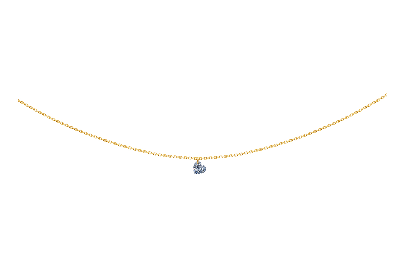 COLLIER 360° – DIAMANT TAILLE COEUR, 0,15 ct approx., or 18KT, 1gr. 360° Référence :  PE0009YGDI -3
