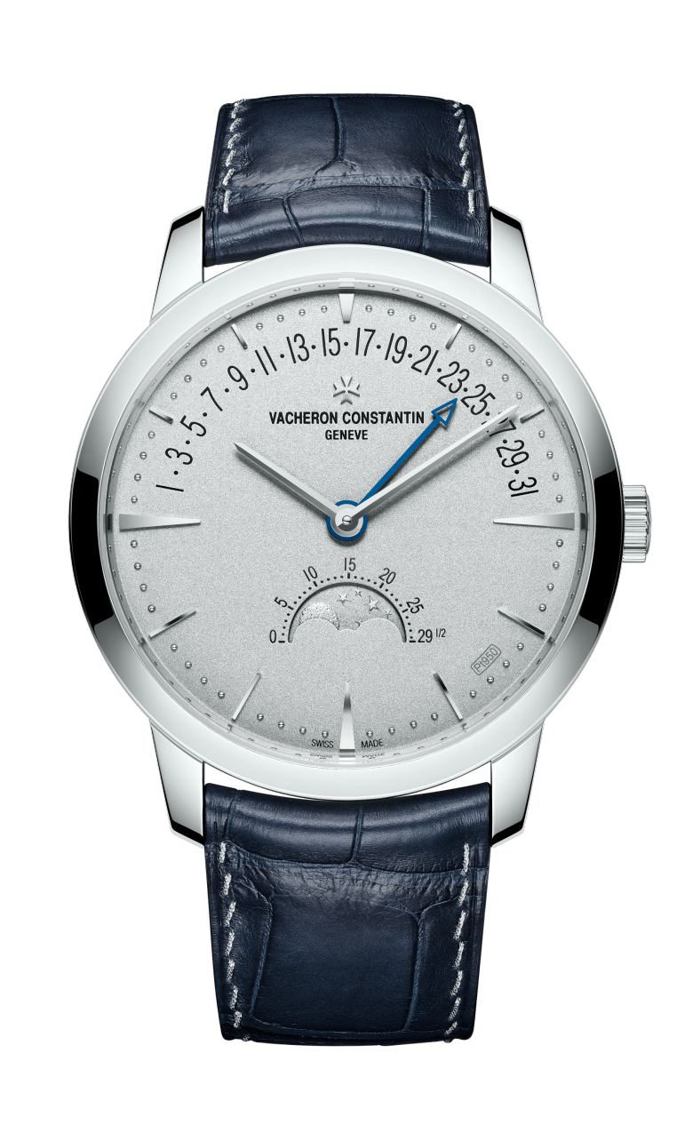 Patrimony phase lune date rétrograde - Collection Excellence Platine