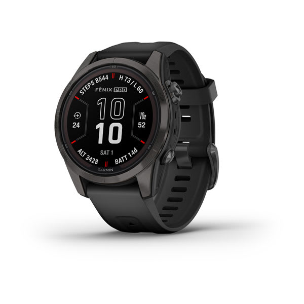 fenix® 7S Pro Sapphire Solar Edition - Titane avec revêtement en Carbon Gray DLC et bracelet noir