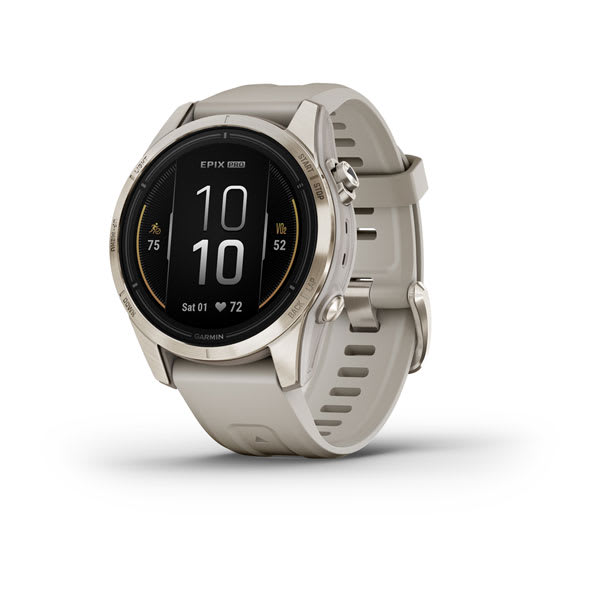 epix™ Pro (Gen 2) Sapphire Edition | 42 mm - Light Gold avec bracelet beige sable