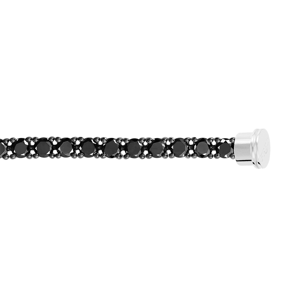 Bracelet ligne diamants noirs or blanc 750/1000e