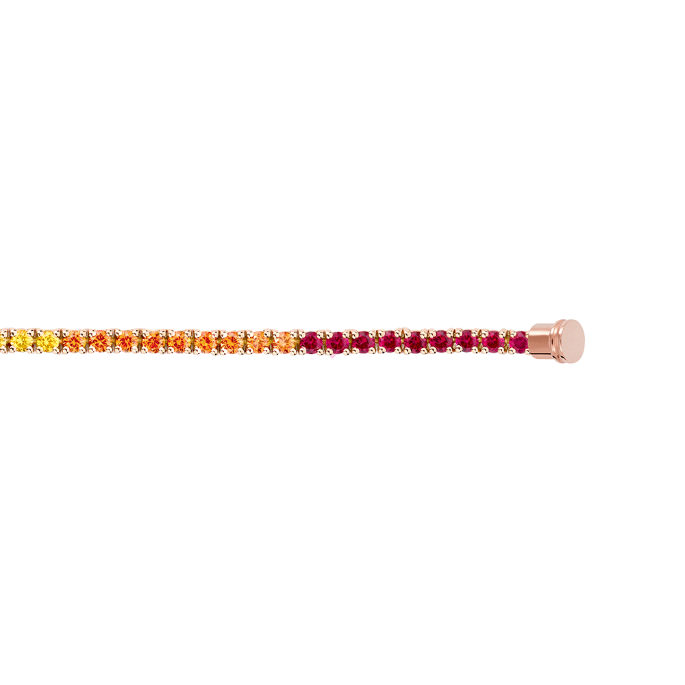 Bracelet ligne pierres de couleurs or rose 750/1000e