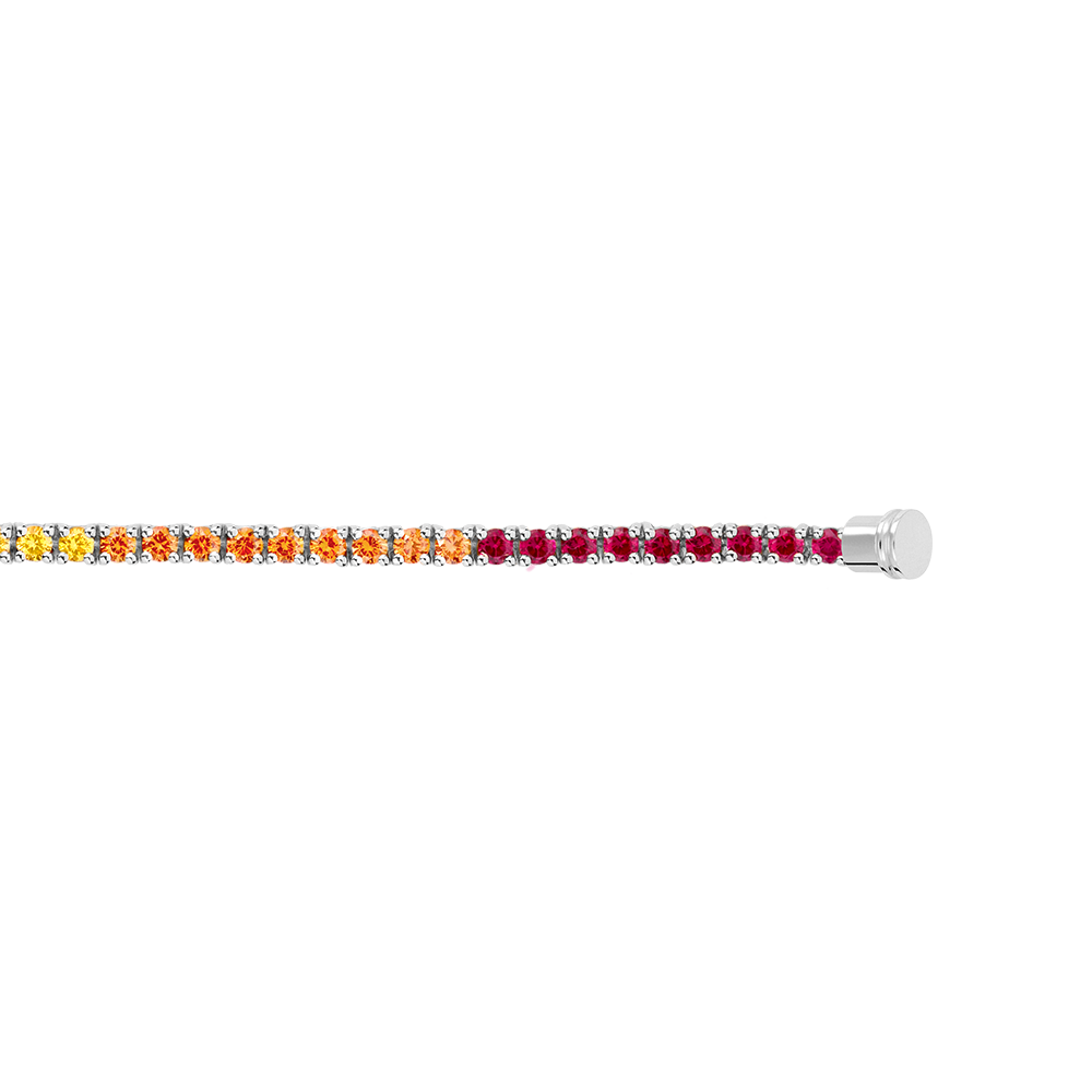 Bracelet ligne pierres de couleurs or blanc 750/1000e