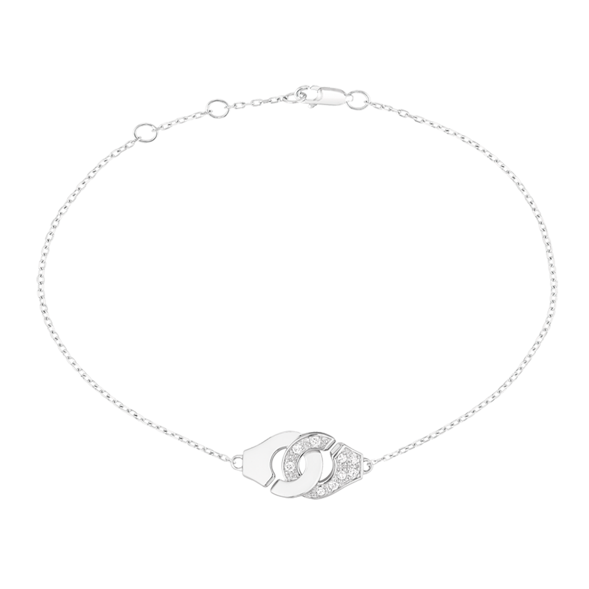 Bracelet Menottes dinh van R8 or blanc et diamants