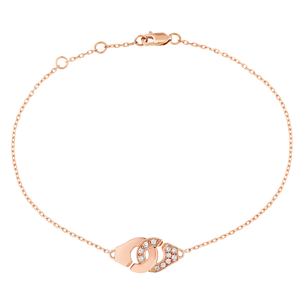 Bracelet Menottes dinh van R8 or rose et diamants