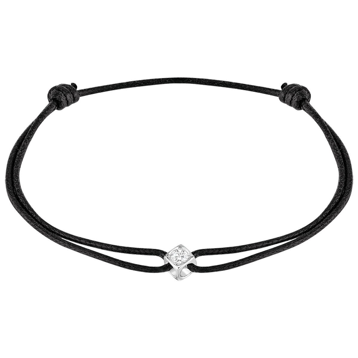 Bracelet sur cordon Le Cube Diamant or blanc et diamant