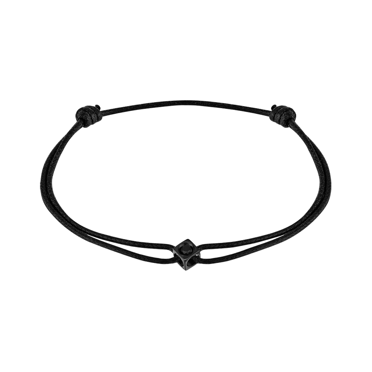 Bracelet sur cordon Le Cube Diamant titane noir et diamant noir Menottes dinh van Référence :  308138 -3